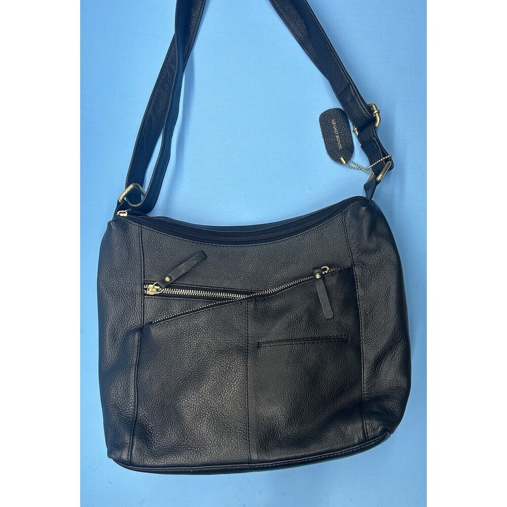 Great American Leather Works Black Leather Crossbody Shoulder Bag Classic Medium